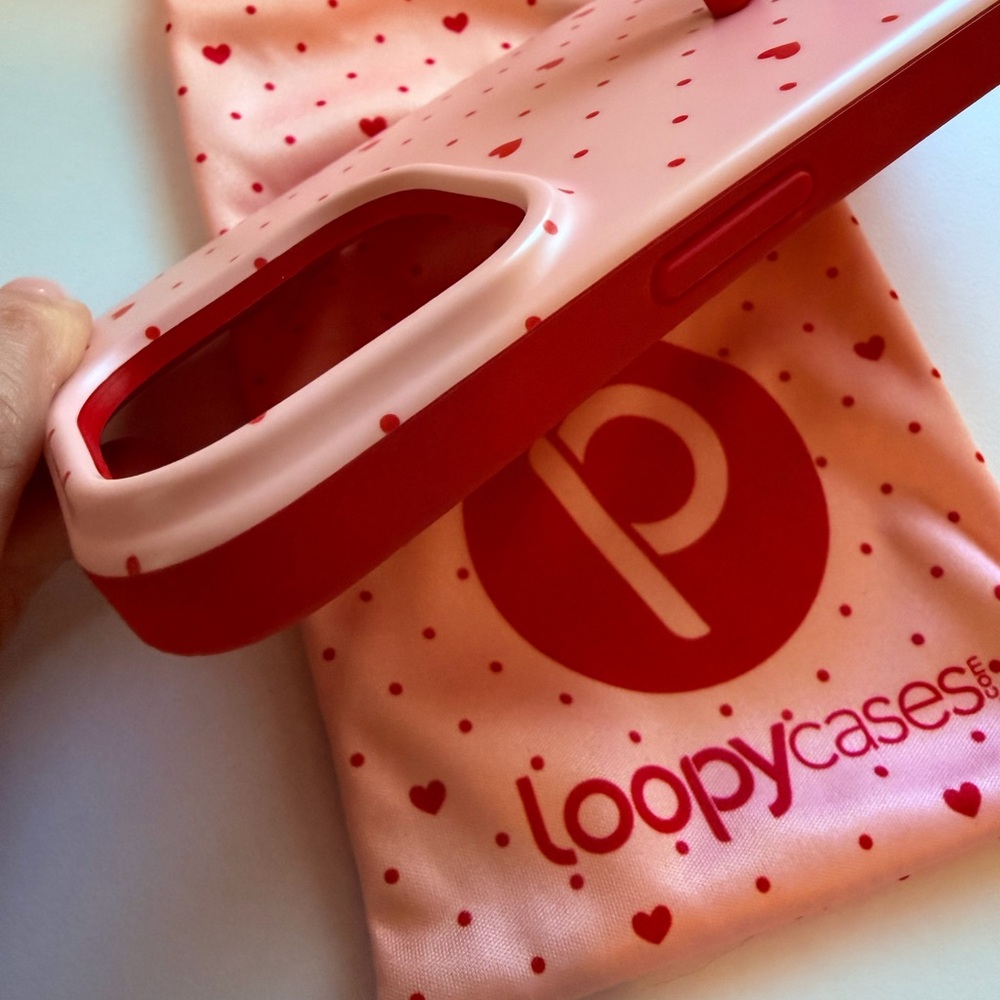 Loopy Pink with Red Hearts Case - Picture 4 of 6